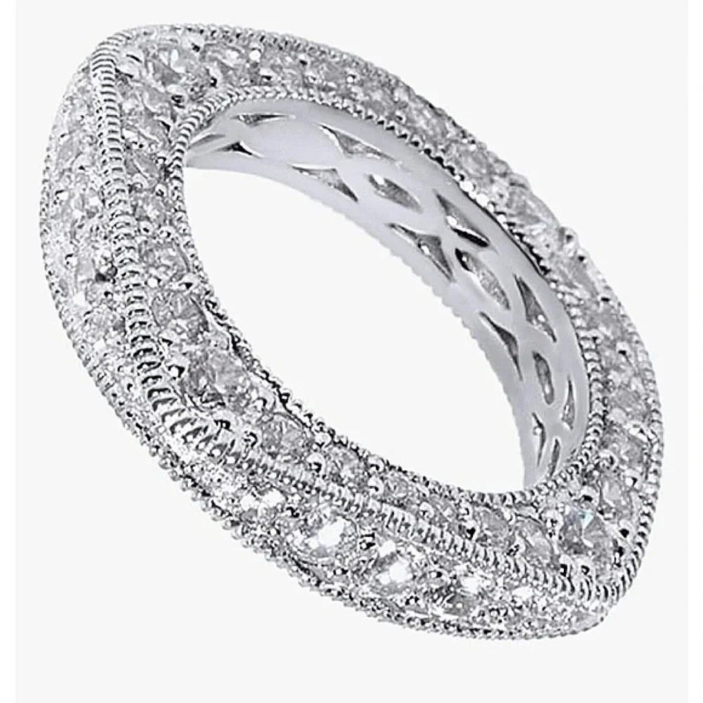 NEW Women's Gold Plated Silver Eternity Simulated Diamond Band Ring‎ Sz 10